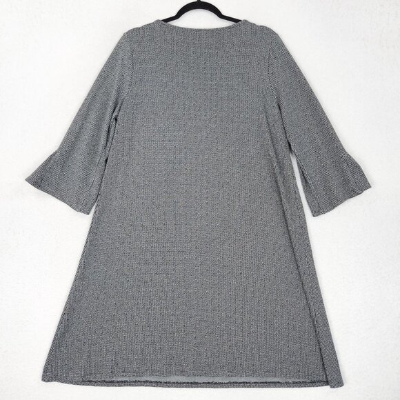 J Jill Dress Womens Large Petite Gray Knit 3/4 Bell Sleeve A Line Shift Casual - Picture 9 of 10